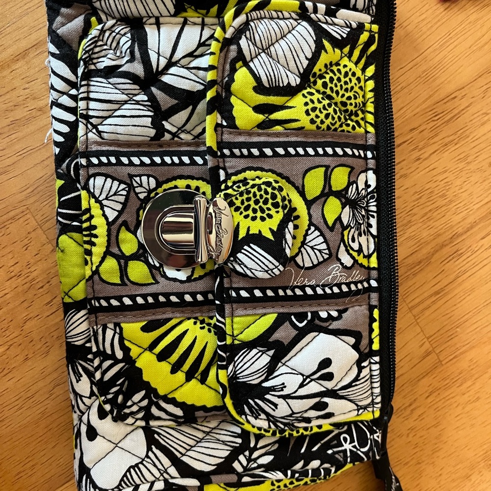 Black and yellow Vera Bradley wristlet.  New without tags, never used.